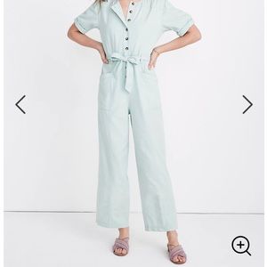 Madewell “Top-Stitched Coverall Jumpsuit”|Sea Haze